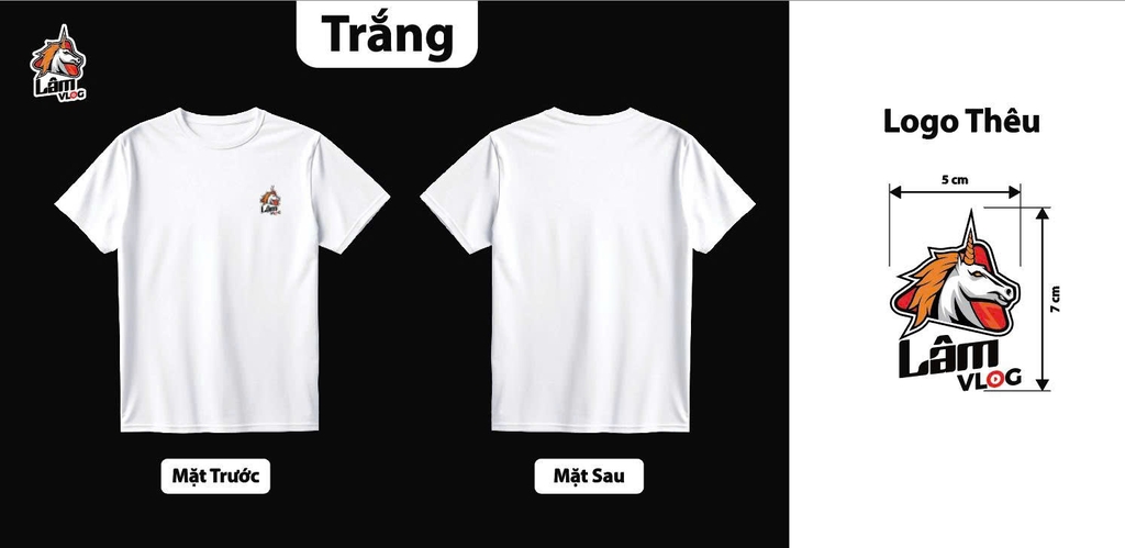 Áo T-Shirt Cotton Lâm Vlog  270 GSM Oversized Logo Thêu Chỉ Xịn Cao Cấp Bóng Mịn