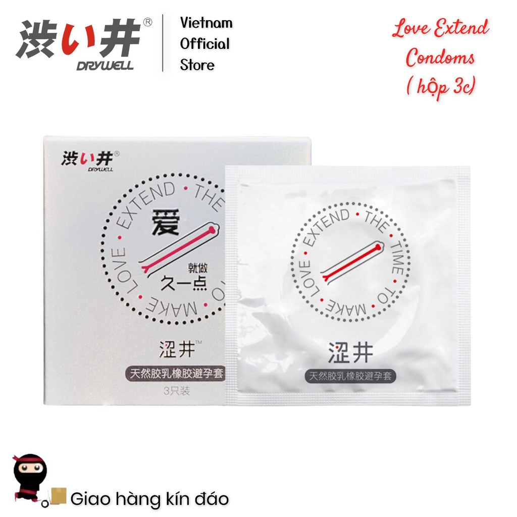[Hộp 3 cái] Bao Cao Su Kéo Dài Thời Gian – Love Extend Condoms 800mg gel