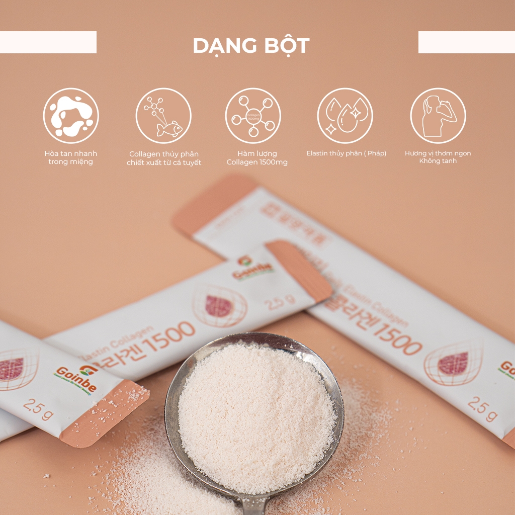 Liệu trình 3 tháng trẻ hóa - BỘT UỐNG GOINBE DAILY ELASTIN COLLAGEN LỰU ĐỎ - 1500MG