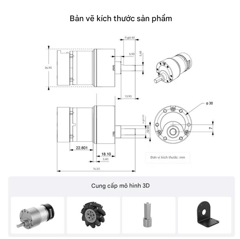 Động cơ giảm tốc DC Huaner 520 robot khung gầm xe thông minh động cơ mô-men xoắn cao độ chính xác cao