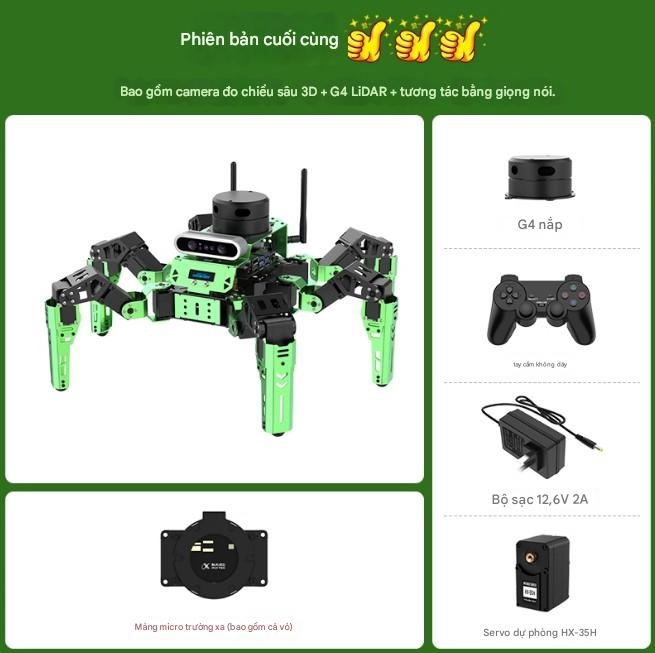 Robot Huaner ROS, một con nhện sinh học có thể lập trình sáu chân, có radar JetHexa lập bản đồ SLAM, định vị và nhận dạng hình ảnh.