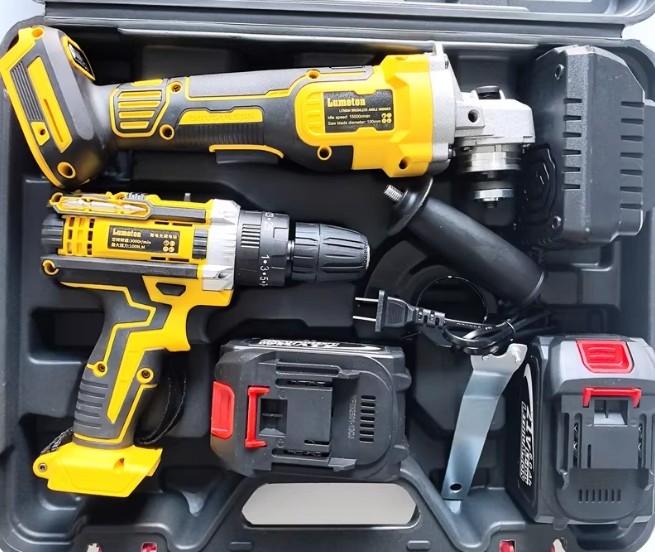 Bộ dụng cụ điện dùng pin Lithium Dewei xuất khẩu: Máy khoan búa điện, máy khoan điện, máy mài góc, máy cưa tròn, máy vặn vít điện, máy trà
