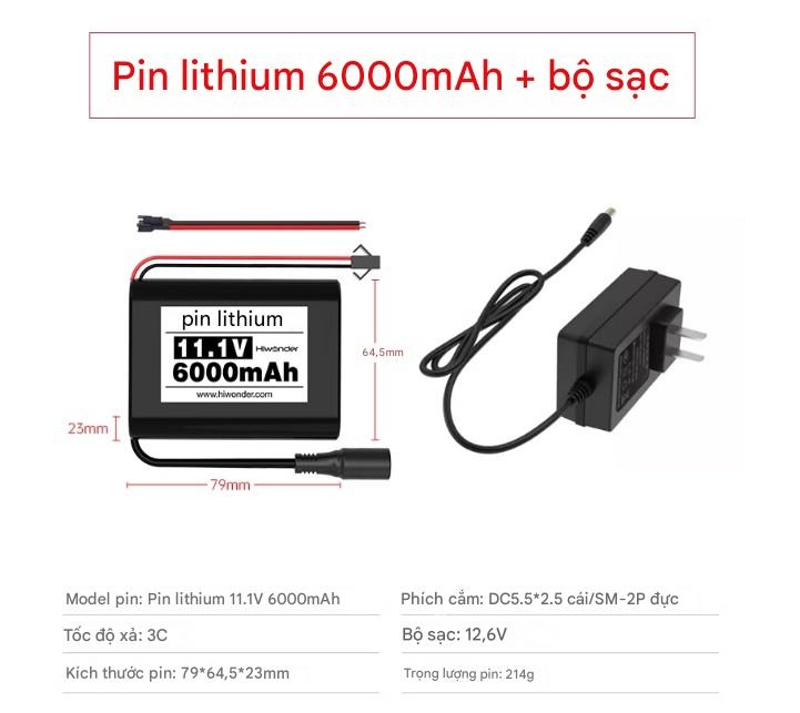 Pin lithium 11,1V, tốc độ cao 10C, 2000/2500/3500/6000mAh, chuyên dụng cho máy bay mô hình và rô bốt.
