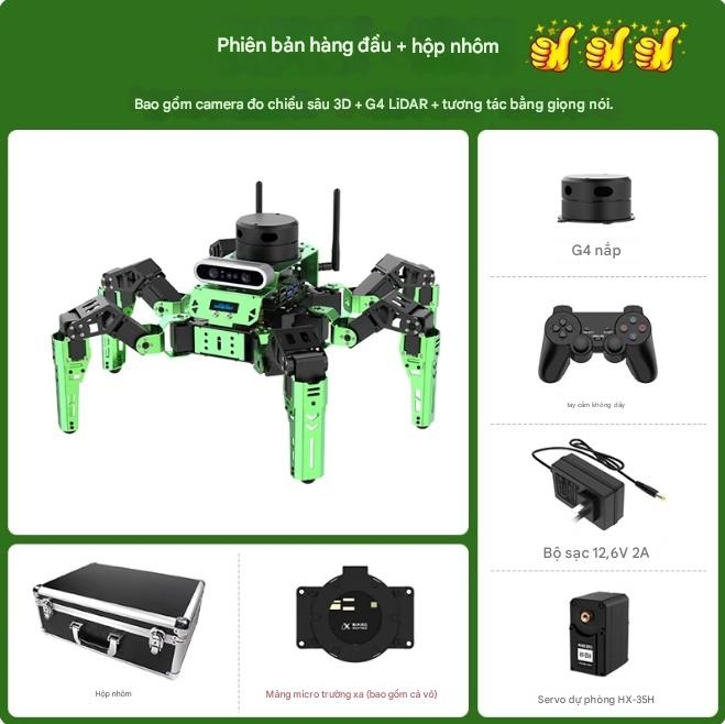 Robot Huaner ROS, một con nhện sinh học có thể lập trình sáu chân, có radar JetHexa lập bản đồ SLAM, định vị và nhận dạng hình ảnh.