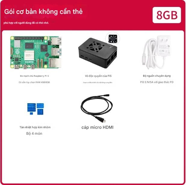 Bo mạch chủ Raspberry Pi 4b, bộ công cụ lập trình Python 8GB, bo mạch phát triển Linux Visual Raspberry Pi ROS