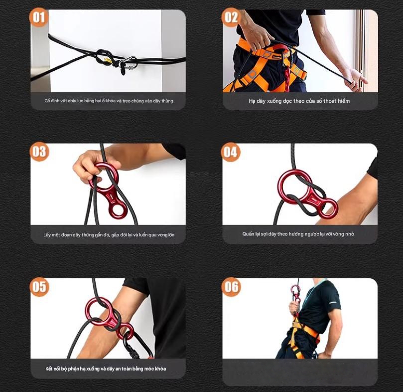 Dây cáp thép dày, dây thoát hiểm khẩn cấp, dây cứu hộ, thiết bị cứu sinh thoát hiểm nhà cao tầng, thang thoát hiểm nhà cao