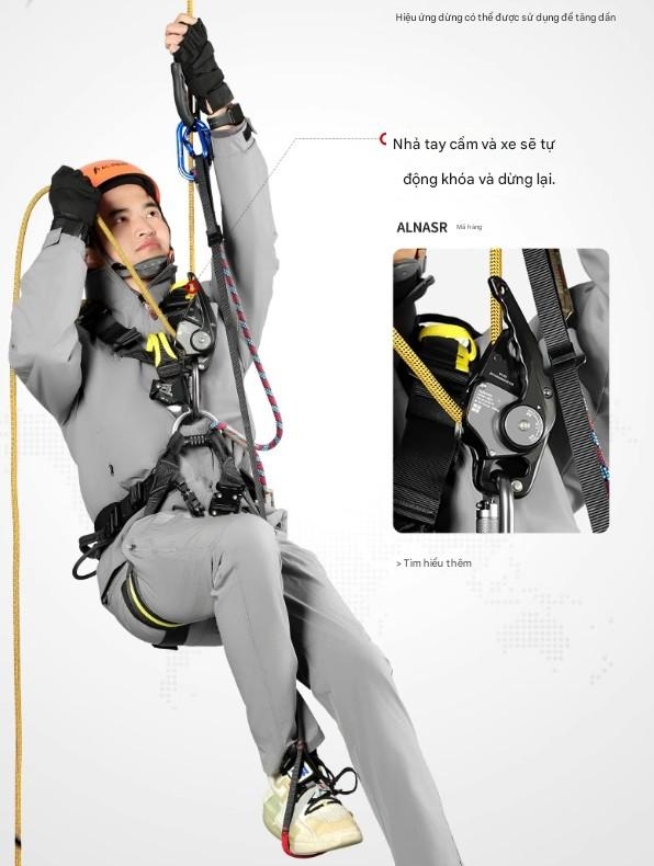 Thiết bị đu dây bảo vệ chống va chạm ngoài trời leo núi, thám hiểm hang động, chống hoảng loạn Alnas Shield