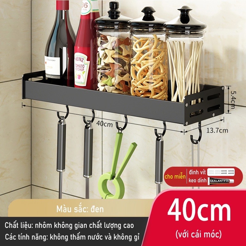 Kệ giữ đồ dùng nhà bếp dán tường không cần khoan lỗ dễ dàng đa năng tiện lợi
