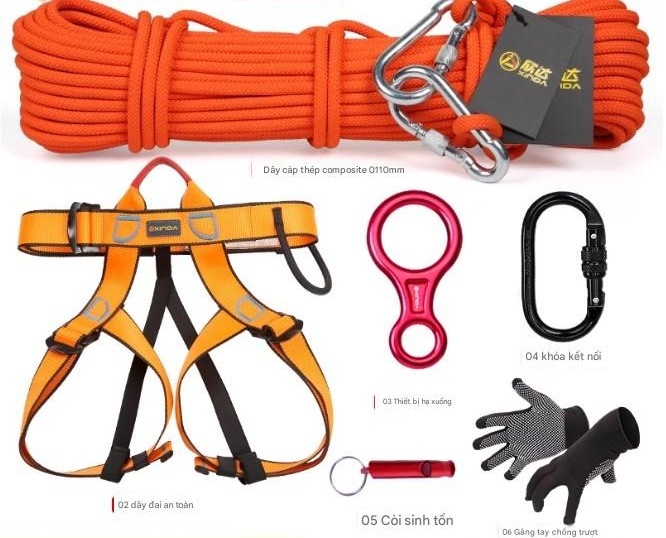 Dây cáp thép dày, dây thoát hiểm khẩn cấp, dây cứu hộ, thiết bị cứu sinh thoát hiểm nhà cao tầng, thang thoát hiểm nhà cao