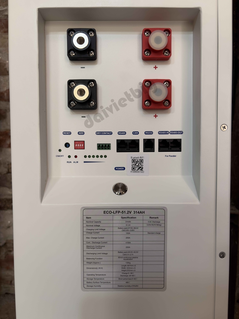 Pin Lithium ECOHOME | 51.2V - 314AH - 16KWH | Bảo Hành 5 năm