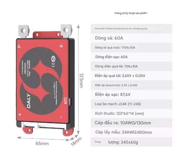 Mạch BMS bảo vệ pin lithium dòng 3-24 12V 24V 48V pin lithium sắt phốt phát 3 thành phần 3.7V và 3.2V dùng cho xe điện, bộ cân bằng pin