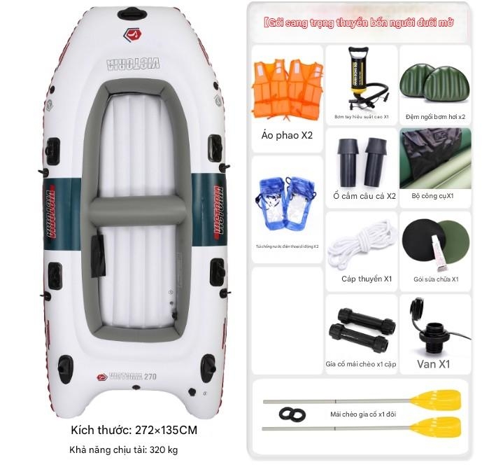 Thuyền hơi cao su dày thuyền bơm hơi 2/3/4 người kayak đệm khí chống mài mòn thuyền câu cá thuyền cứu sinh
