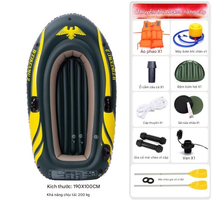 Thuyền hơi cao su dày thuyền bơm hơi 2/3/4 người kayak đệm khí chống mài mòn thuyền câu cá thuyền cứu sinh