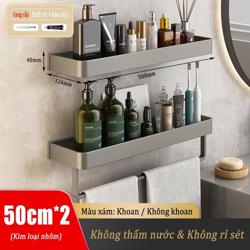 Kệ đựng đồ ĐAIVIETBIG chất liệu kim loại nhôm không khoan lỗ dễ lắp đặt và sử dụng trong nhà bếp