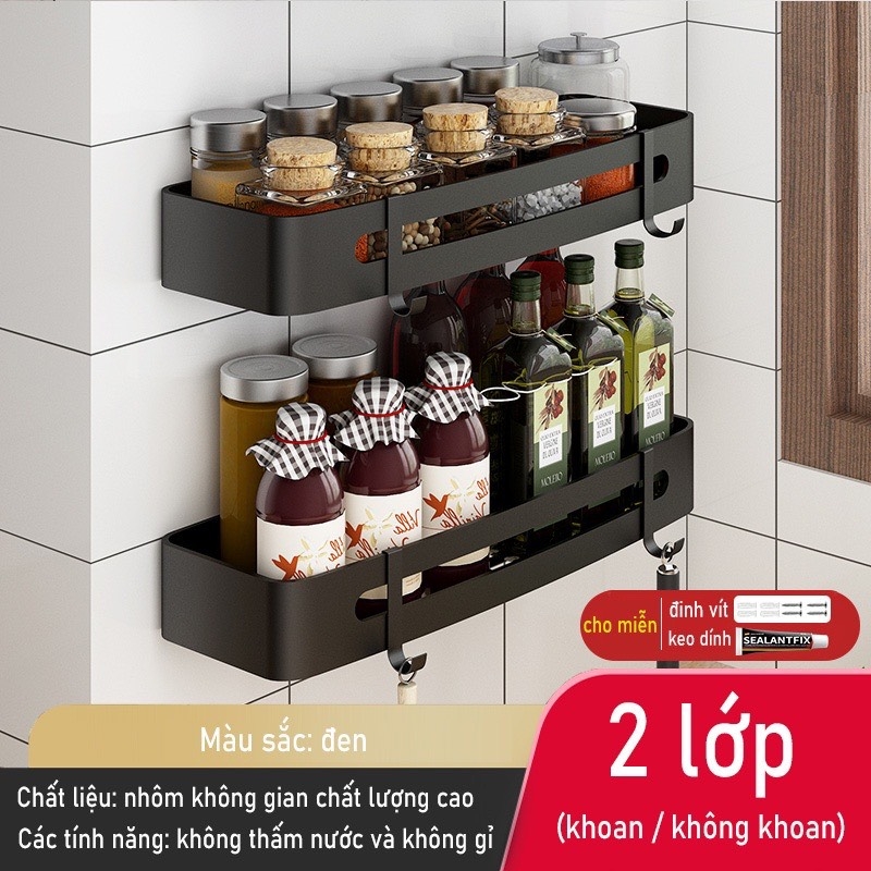 Kệ giữ đồ dùng nhà bếp dán tường không cần khoan lỗ dễ dàng đa năng tiện lợi