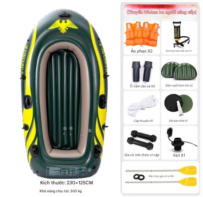 Thuyền hơi cao su dày thuyền bơm hơi 2/3/4 người kayak đệm khí chống mài mòn thuyền câu cá thuyền cứu sinh