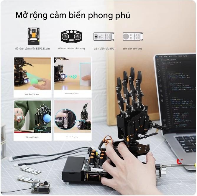 Bàn tay robot sinh học uHand UNO tương thích với Arduino, điều khiển cảm biến chuyển động, robot lập trình nguồn mở AI