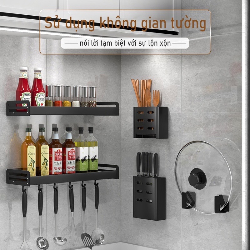 Kệ giữ đồ dùng nhà bếp dán tường không cần khoan lỗ dễ dàng đa năng tiện lợi