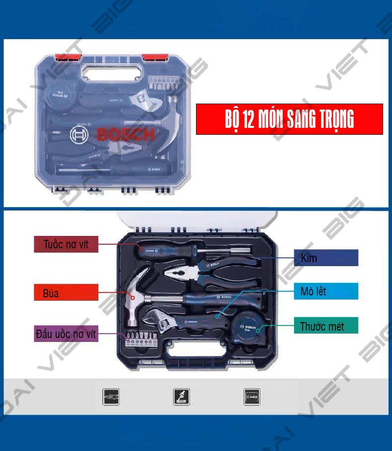 Bộ Dụng Cụ Sửa Chữa Đa Năng 12 Món của Bosch 2607002793 chính hãng bảo hành 12 tháng