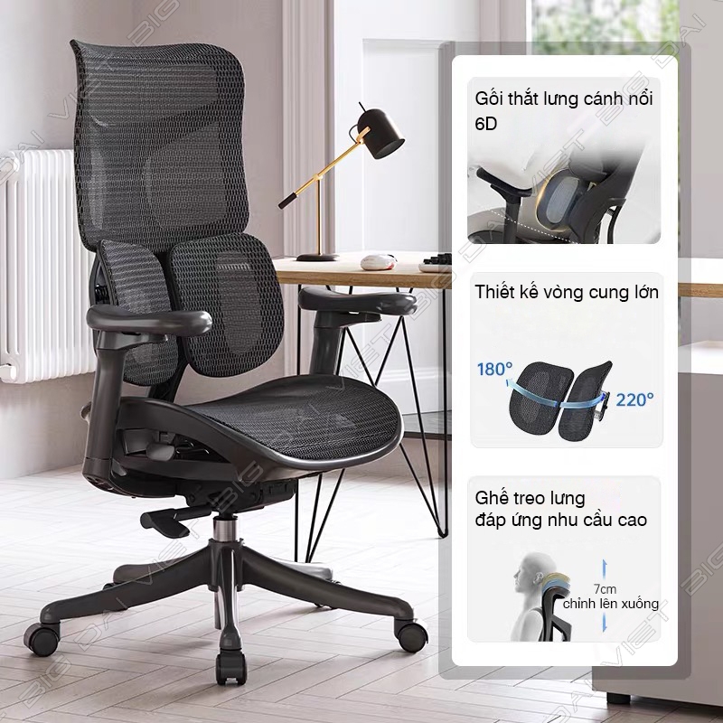 Ghế công thái học ergonomic Sihoo Doro S100 tặng kèm gác chân cao cấp, bảo hành 3 năm