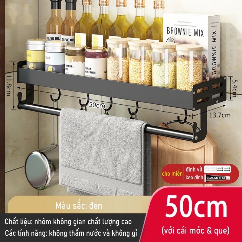 Kệ giữ đồ dùng nhà bếp dán tường không cần khoan lỗ dễ dàng đa năng tiện lợi