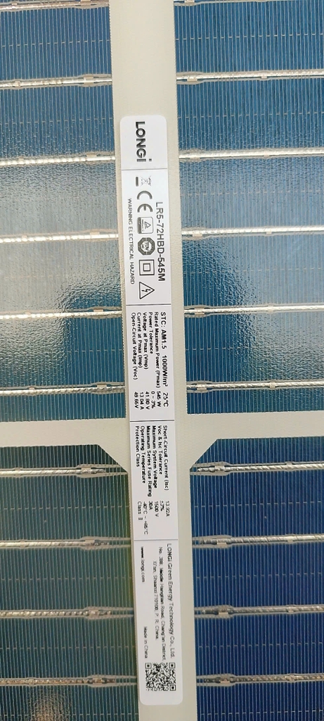 Tấm Pin mặt trời Longi 540w LOẠI A 2 mặt kính HIỆU SUẤT CAO 2025