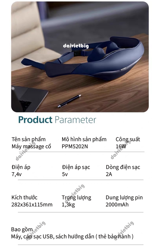 Máy Massage Cổ Vai Gáy PHILIPS 5202N - mô phỏng massage như các đầu ngón tay 2025