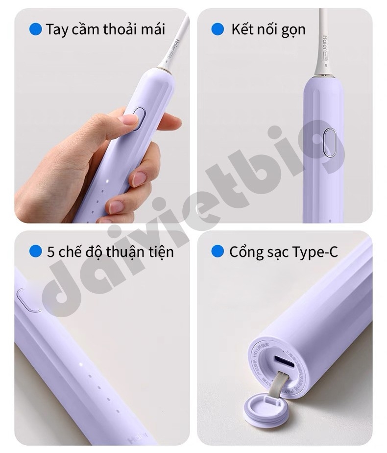 Bàn Chải Điện Haier HTA1 - Công Nghệ Sóng Âm, Chải Sạch Mảng Bám Tới 10X