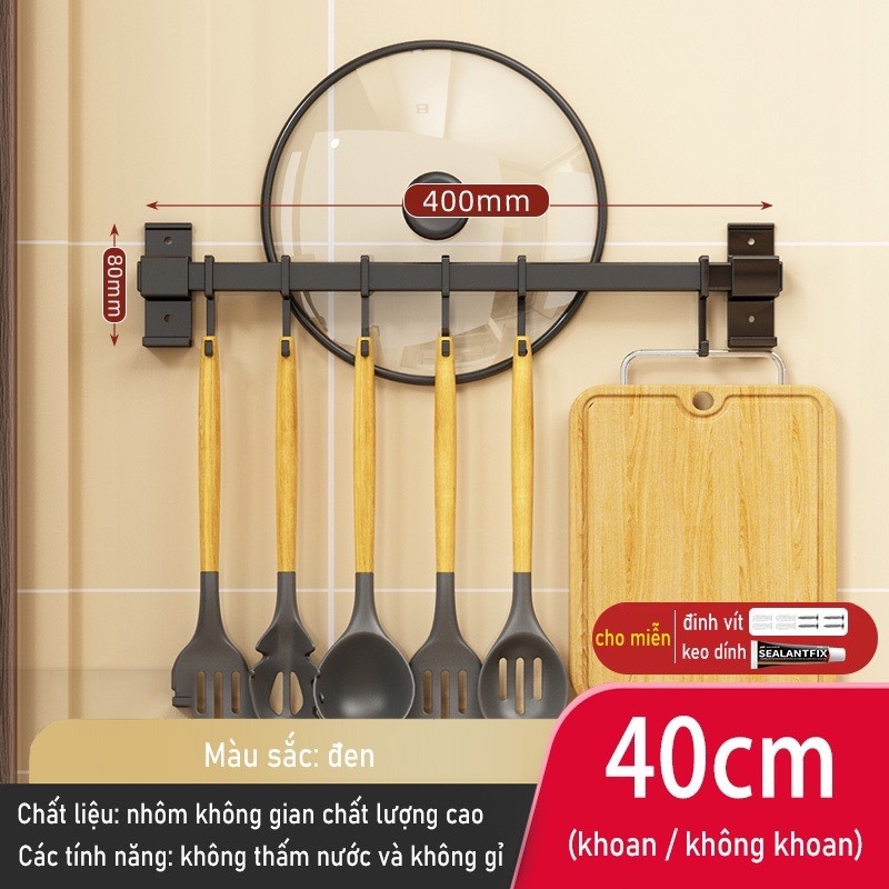 Kệ giữ đồ dùng nhà bếp dán tường không cần khoan lỗ dễ dàng đa năng tiện lợi
