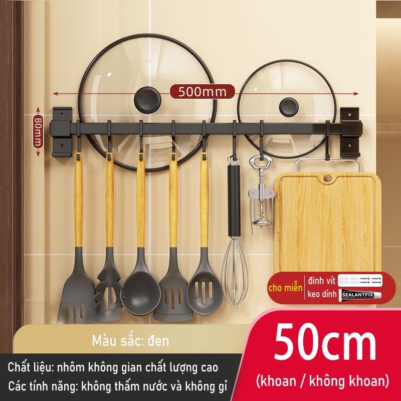 Kệ giữ đồ dùng nhà bếp dán tường không cần khoan lỗ dễ dàng đa năng tiện lợi