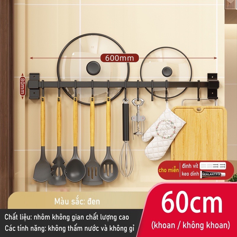 Kệ giữ đồ dùng nhà bếp dán tường không cần khoan lỗ dễ dàng đa năng tiện lợi