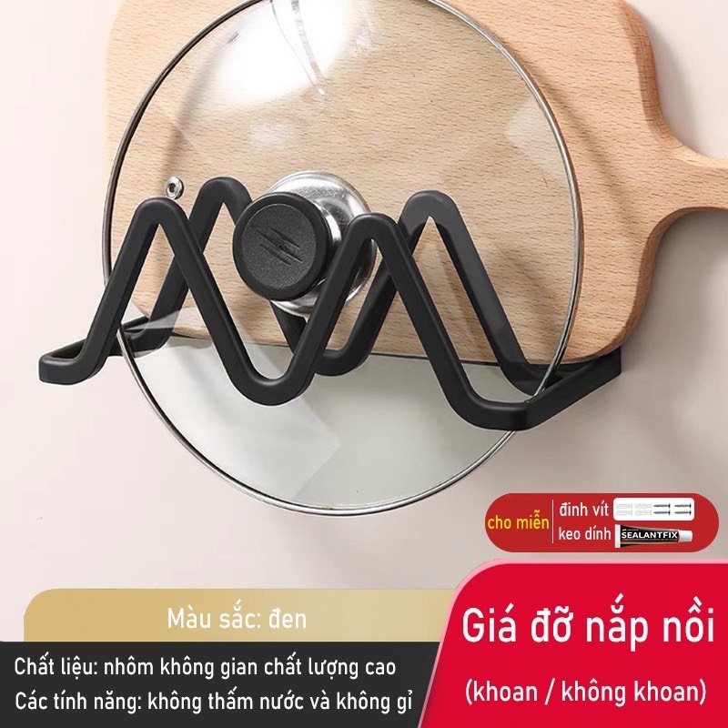 Kệ giữ đồ dùng nhà bếp dán tường không cần khoan lỗ dễ dàng đa năng tiện lợi