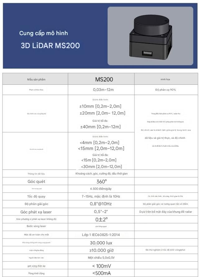 Orbbec MS200 LiDAR để lập bản đồ và điều hướng SLAM, quét và đo khoảng cách TOF và robot ROS2.
