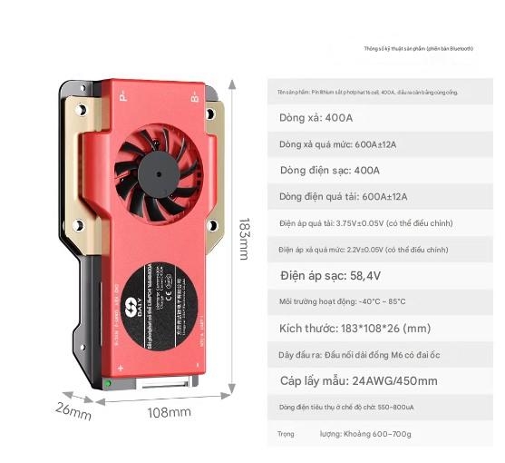 Mạch BMS Mạch bảo vệ pin lithium Dali dòng 10-24, điện áp 36V, 48V, 60/72V, hỗ trợ Bluetoooth thông minh