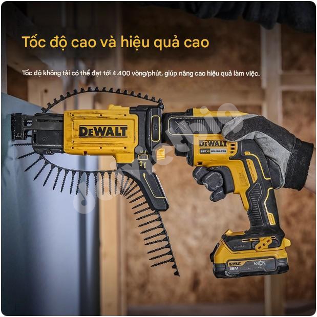 Máy bắn vít thạch cao dùng pin DeWalt 20V Max XR (Mã DCF620) kết hợp với Đầu bắn vít rời (Mã DCF6202)