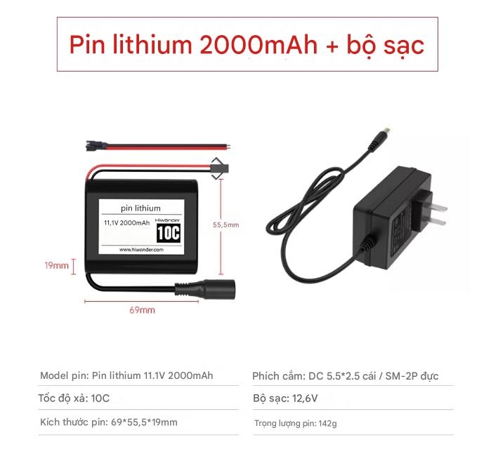 Pin lithium 11,1V, tốc độ cao 10C, 2000/2500/3500/6000mAh, chuyên dụng cho máy bay mô hình và rô bốt.