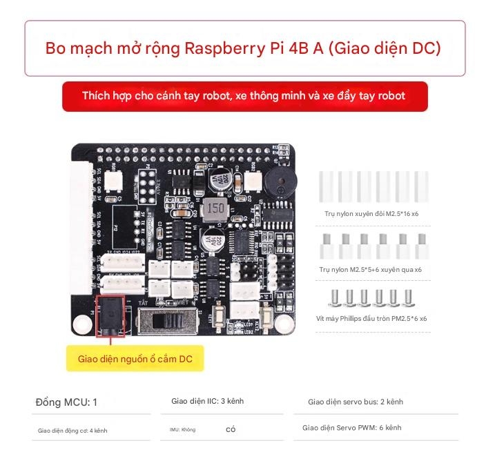 Bo mạch mở rộng Raspberry Pi 4B Trình điều khiển động cơ Servo Bo mạch chủ Lập trình ROS Xe đẩy tay robot