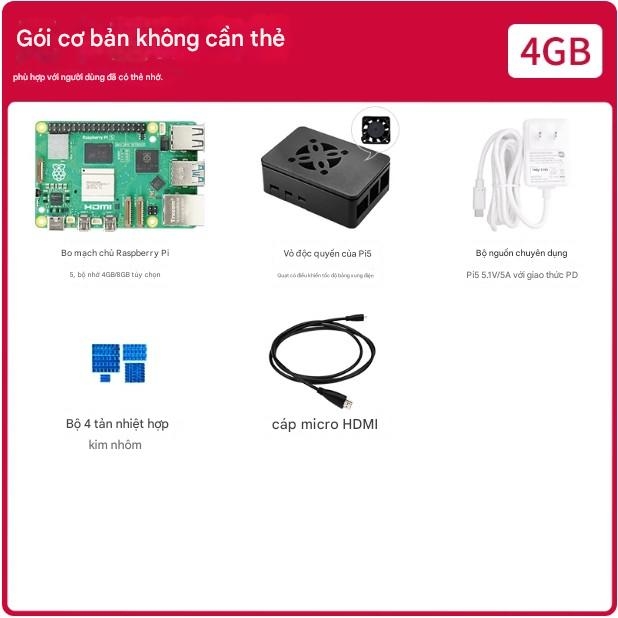 Bo mạch chủ Raspberry Pi 4b, bộ công cụ lập trình Python 8GB, bo mạch phát triển Linux Visual Raspberry Pi ROS