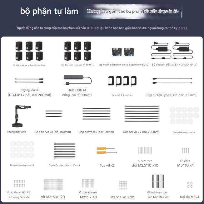 Cánh tay robot sáu trục nguồn mở LeRobot SO-ARM101 với bộ công cụ ôm mặt thông minh được dập nổi