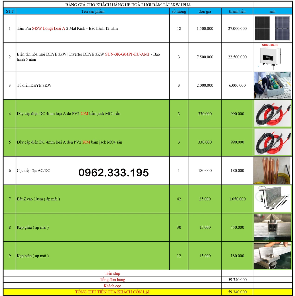 Biến tần hybrid DEYE hybrid 3kw 1 pha