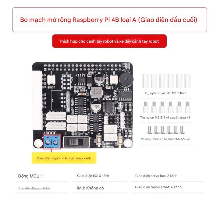 Bo mạch mở rộng Raspberry Pi 4B Trình điều khiển động cơ Servo Bo mạch chủ Lập trình ROS Xe đẩy tay robot
