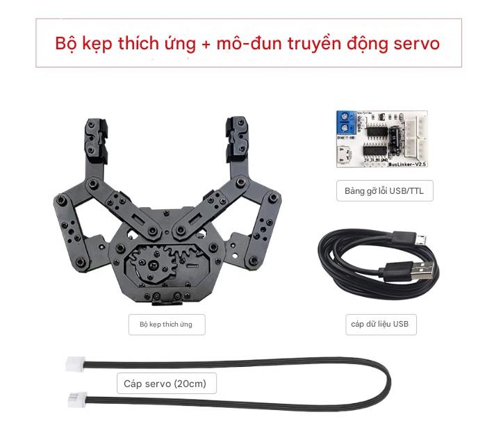 Bộ kẹp cơ khí thích ứng Huaner Bộ kẹp điện linh hoạt Cánh tay robot thông minh Robot DIY Bộ phận servo