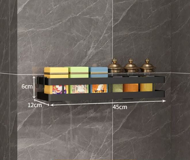 Kệ đựng gia vị - Sơn 3 lớp sang trọng - Kèm 2 móc - 2 miếng DÁN NHỰA siêu dính Tải trọng 5kg