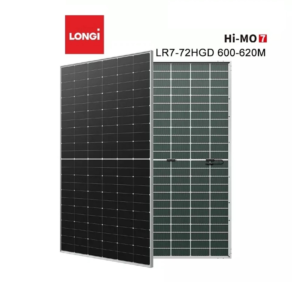 Tấm Pin mặt trời Longi 610w Himo X7 LOẠI A 2 mặt kính HIỆU SUẤT CAO 2025