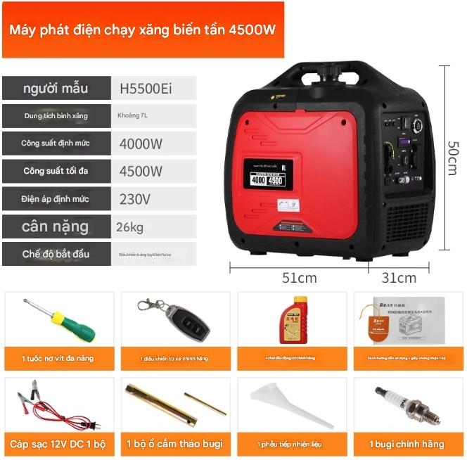 Máy phát điện HEHUOXIONG 220V chạy xăng – chống ồn, công suất lớn, thiết kế di động