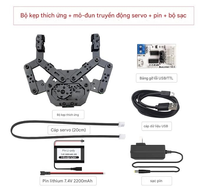 Bộ kẹp cơ khí thích ứng Huaner Bộ kẹp điện linh hoạt Cánh tay robot thông minh Robot DIY Bộ phận servo
