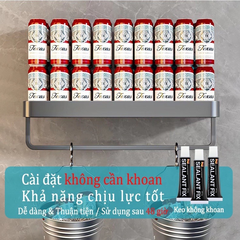Kệ đựng đồ ĐAIVIETBIG chất liệu kim loại nhôm không khoan lỗ dễ lắp đặt và sử dụng trong nhà bếp