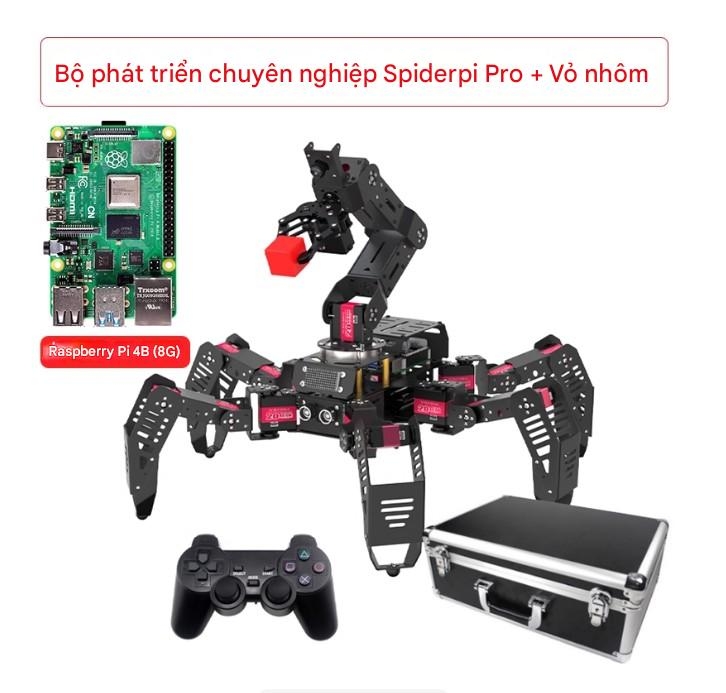 Robot Nhện Sinh Học Hexapod AI – SpiderPi Pro Nền tảng Raspberry Pi 5 • Tầm Nhìn Máy Tính • Lập Trình Python & ROS