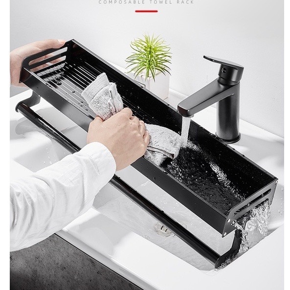 Kệ giữ đồ dùng nhà bếp dán tường không cần khoan lỗ dễ dàng đa năng tiện lợi