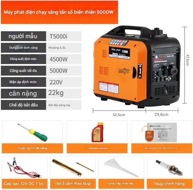 Máy phát điện HEHUOXIONG 220V chạy xăng – chống ồn, công suất lớn, thiết kế di động